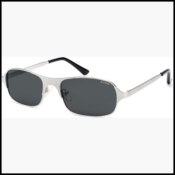 Retro Rectangle Polarized Sunglasses with Metal Frame, UV400 Protection main image 4